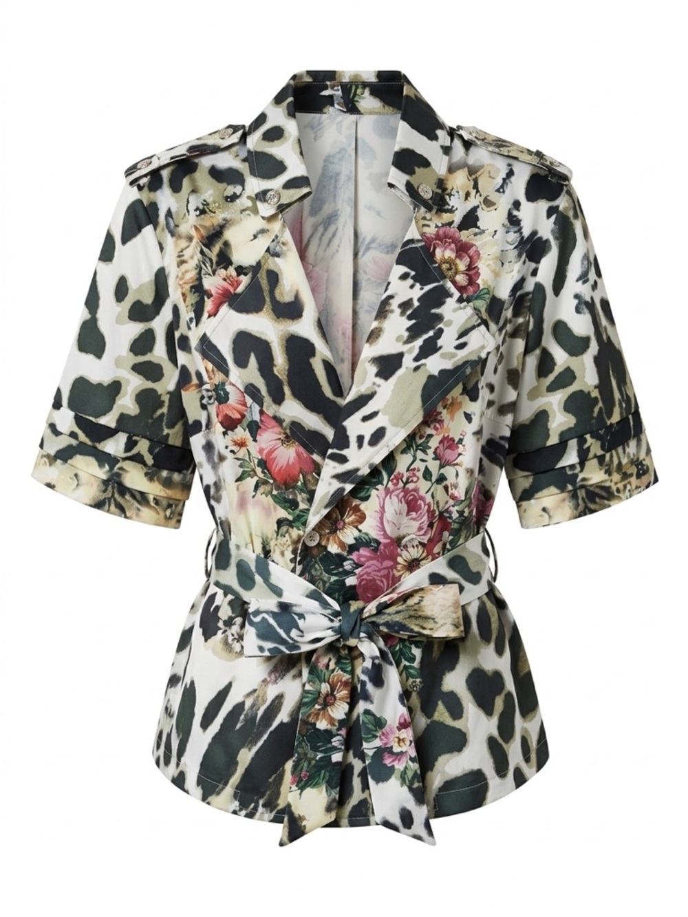 Svetlana Floral Blouse Jacket Short Sleeve Sz 16